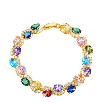 18K Gold Plated Multi Gemstone Tennis Bracelet