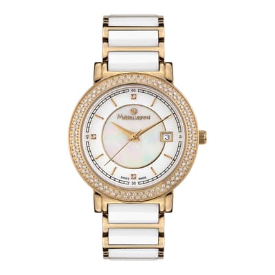 Women's Gold/White Stainless Steel Quartz Watch