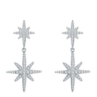 Silver Crystal Star Earrings