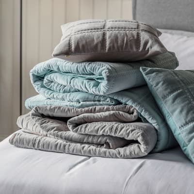 Newfield Cotton Velvet Bedspread, Grey