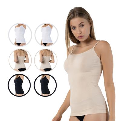 6 Pack 2 White  2 Black 2 Beige Compression Camisole