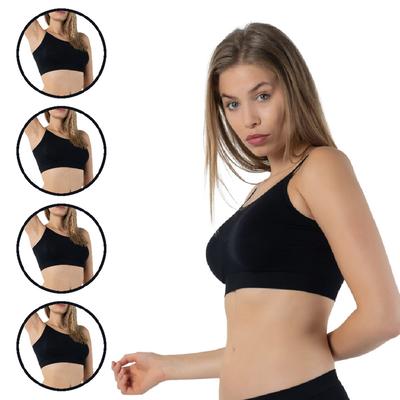 4 Pack Black Seamless Bra