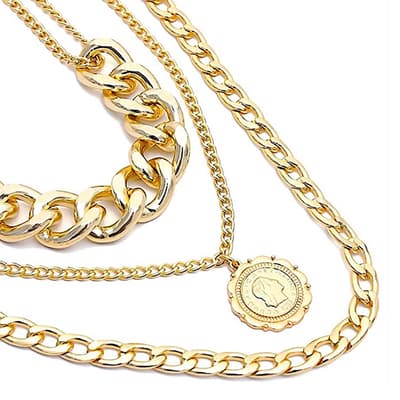 18K Gold Plated Multi Layer Coin Necklace