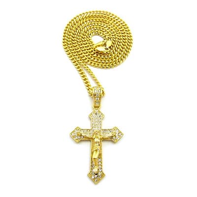18K Gold Plated CZ Cross Necklace