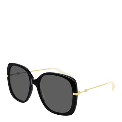 Women's Black/Gold Gucci Sunglasses 57mm