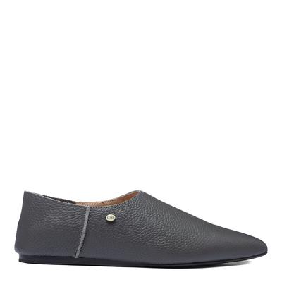 Grey Buff Leather Kuta Slippers
