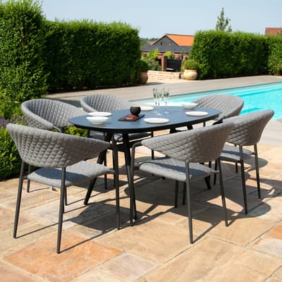 SAVE £360  - Pebble 6 Seat Oval Dining Set, Flanelle