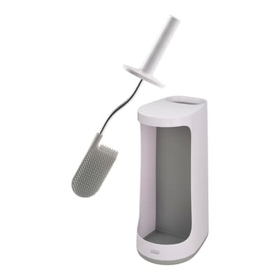 Flex Store Toilet Brush with Storage Caddy, Grey/White