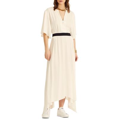 Ecru Satin Belted Dress