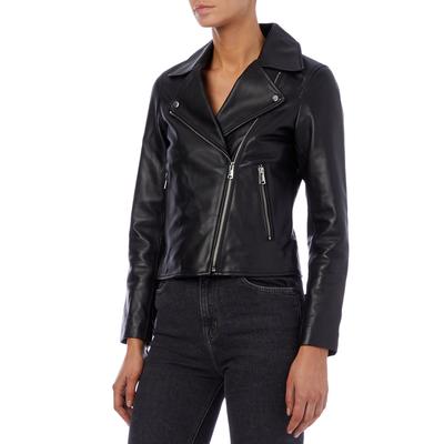 Black Geo Leather Biker Jacket