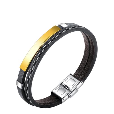 18K Gold Plated/Silver Plated Leather ID Bracelet