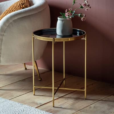 Bodega Side Table, Gold/Black