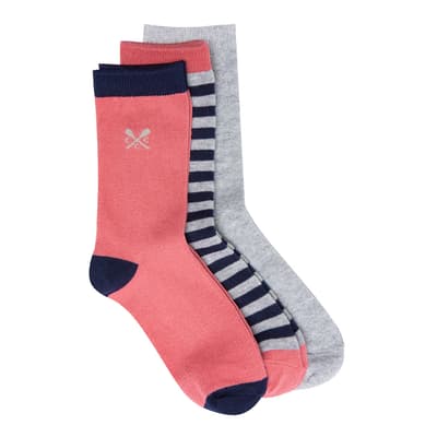 Pink 3 Pack Lurex Socks
