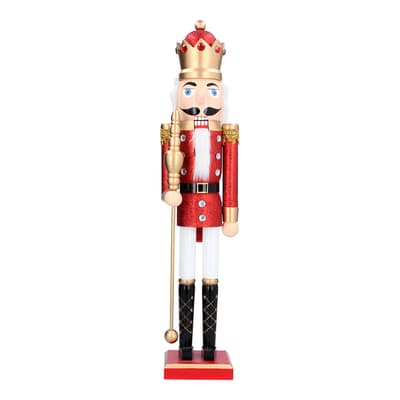 Painted Wood Nutcracker, Red/White/Gold