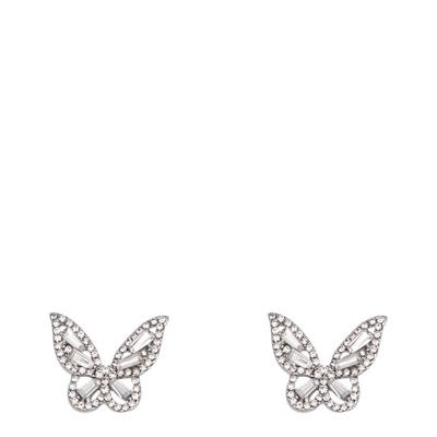 Silver Plated Embellished Butterfly Earrings