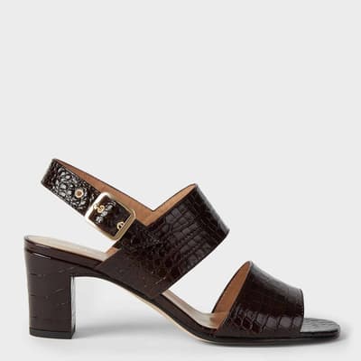 Brown Katrina Croc Buckle Leather Heels