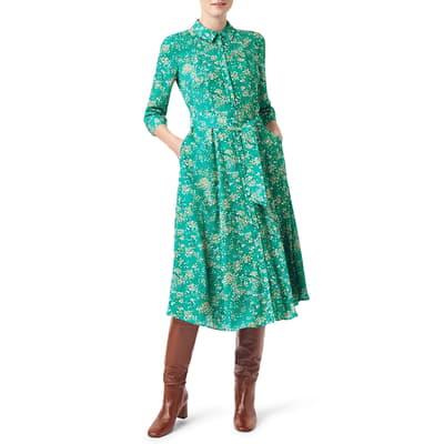 Green Lillian Floral Midi Dress