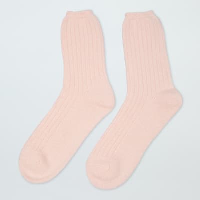Pink Cashmere Ribbed Socks