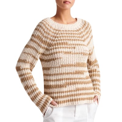 Beige Two Tone Cotton Sweater