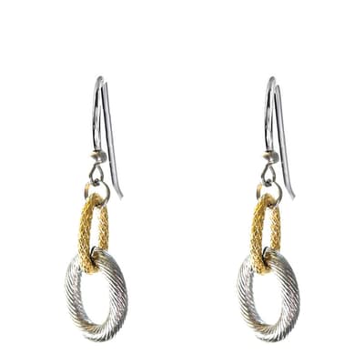 18K Gold Plated & Silver Plated Two Tone Textured Earrings