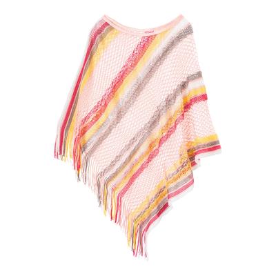 Red Netted Stripe Poncho