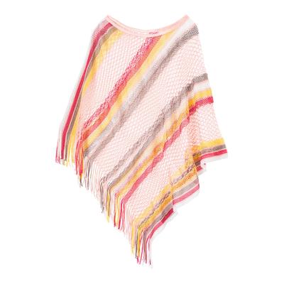 Red Netted Stripe Poncho