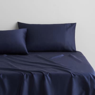 500Tc Cotton Sateen Pair Of Of Housewife Pillowcases, Navy