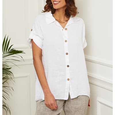 White Button Through Linen Shirt