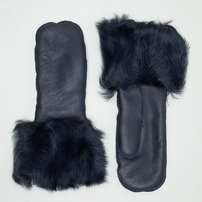 Navy Shearling Mittens