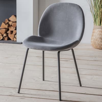 Set of 2 Flores Chairs, Light Grey Velvet