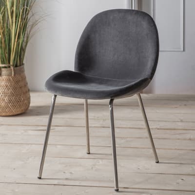 Set of 2 Flores Chairs, Chocolate Grey Velvet