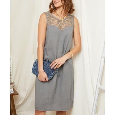 Grey Sleeveless Linen Dress
