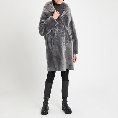 Grey Hooded Cocoon Coat