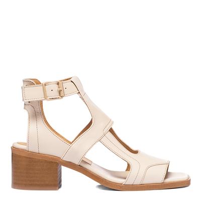 Cream Mariana Leather Heeled Sandals