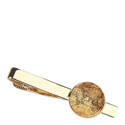 18K Gold Plated World Map Tie Clip