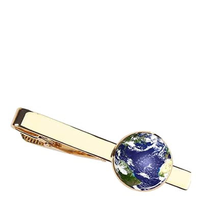 18K Gold Plated Earth Map Tie Clip