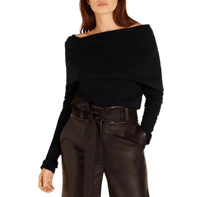 Black Shoulder Wrap Jumper