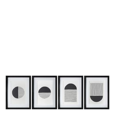 Set of 4 Etched Formation 40x30cm Framed Art