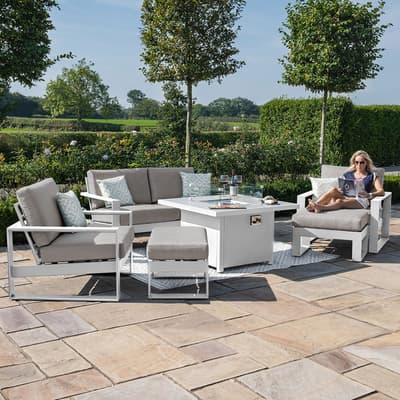 SAVE £419 - Amalfi 2 Seat Sofa Set With Square Fire Pit Table, White