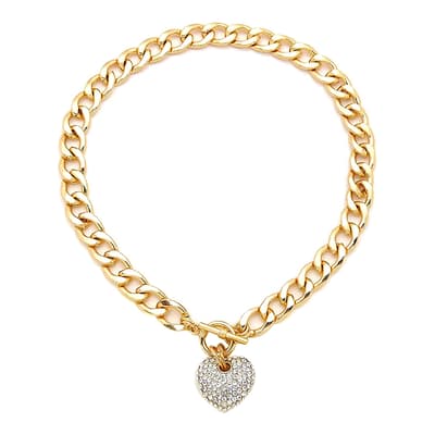 18K Gold Chain Link Heart Charm Necklace