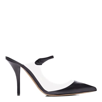 Clear/Black Leather Allie Heeled Mules