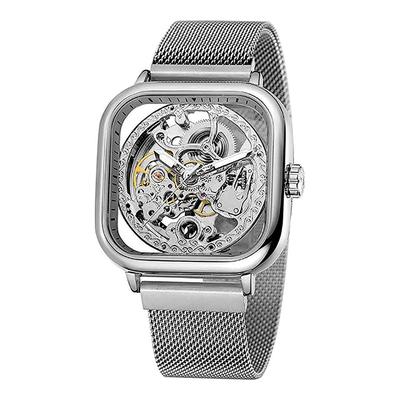 Silver Plated Skeleton Mesh Bracelet Watch