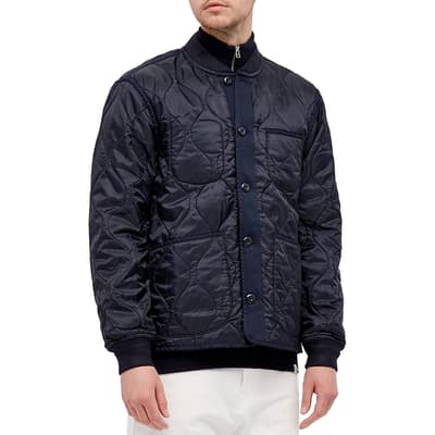 Navy Quilted Military Jacket