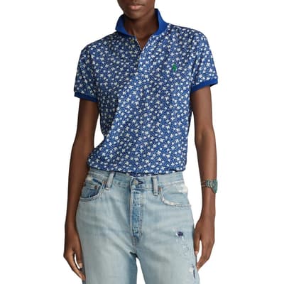 Blue Floral Recycled Polo Shirt