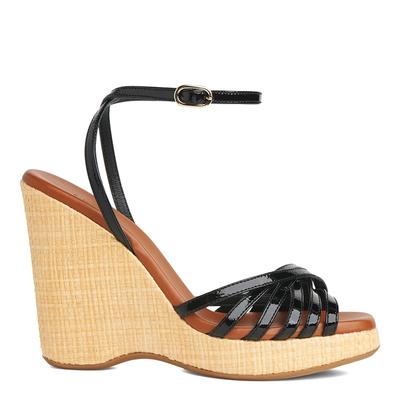 Black Patent Strappy Solange Wedges