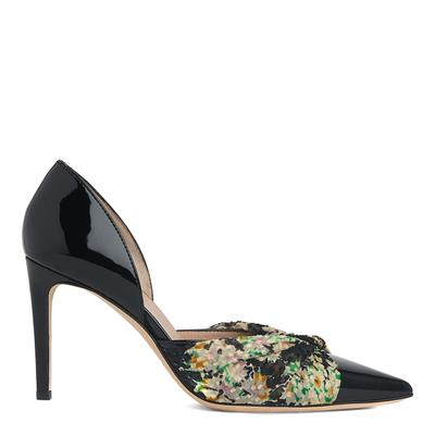 Black Patent Hayley Chiffon Twist Courts