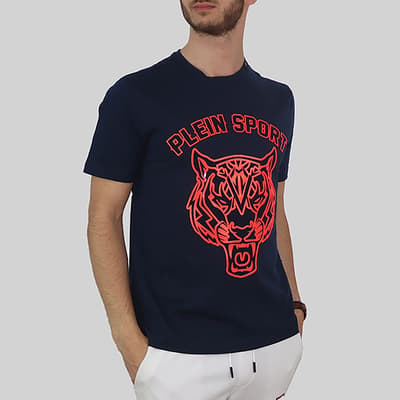 Navy/Red Logo Print T-Shirt