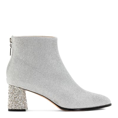 Stella Mid Ankle Boot Silver Glitter & Silver Crystal
