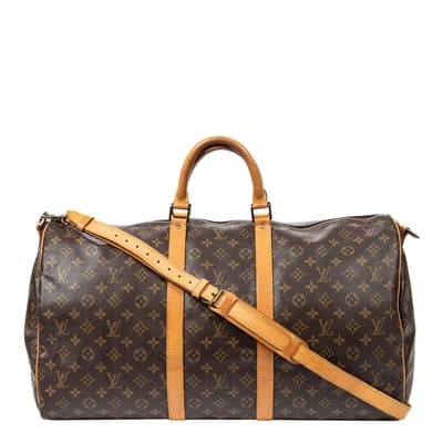 Brown Keepall Bandouliere Travel Bag 55