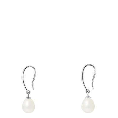 White Pearl Silver Hanging Earrings